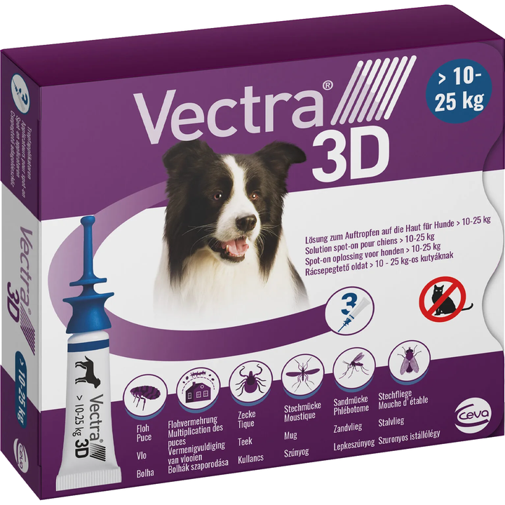 Vectra 3D Hond - Anti Vlooien- en Tekendruppels - 3 pipetten