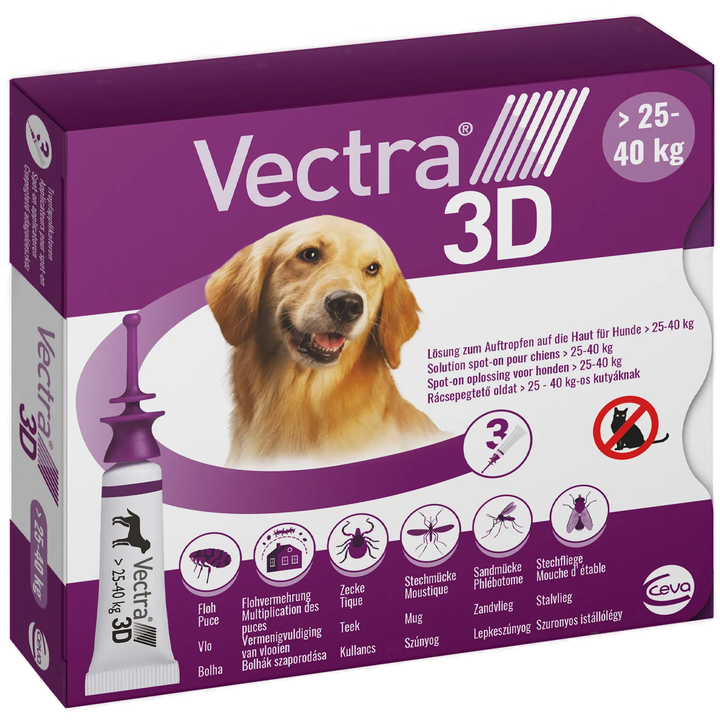 Vectra 3D Hond - Anti Vlooien- en Tekendruppels - 3 pipetten