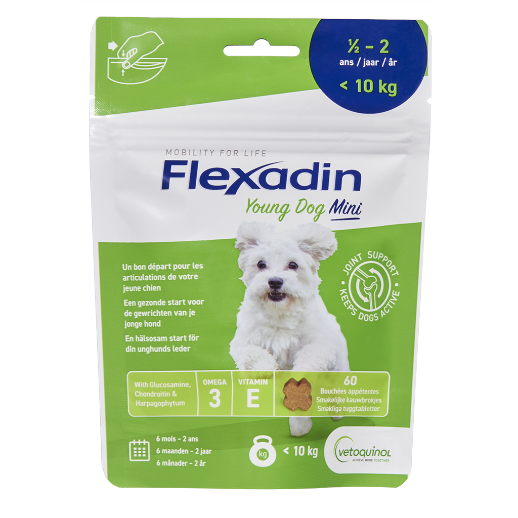 Flexadin Young Dog Mini 60 stuks voor honden lichter dan 10 kg