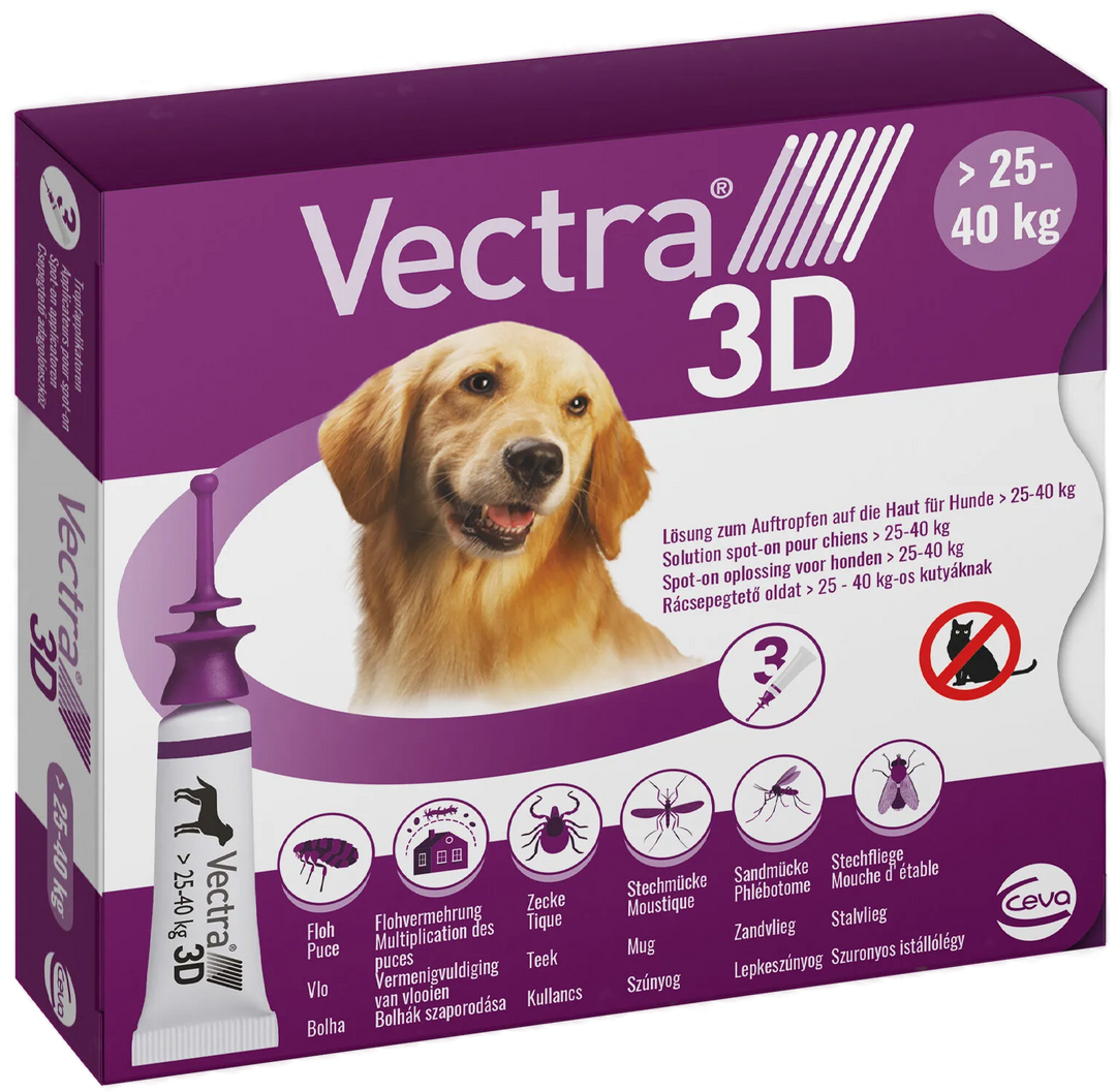 Vectra 3D Hond - Anti Vlooien- en Tekendruppels - 3 pipetten