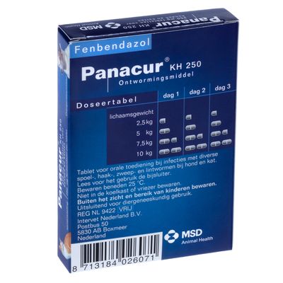 Panacur 250mg voor kleine honden achterkant