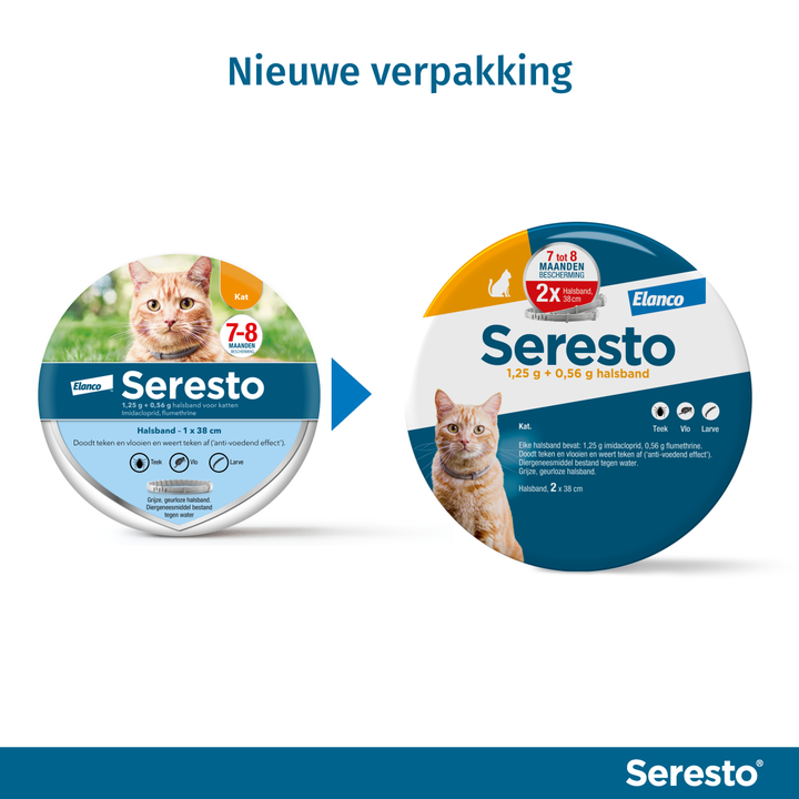 Seresto Vlooienband voor Katten 2 halsbanden nieuwe verpakkingen