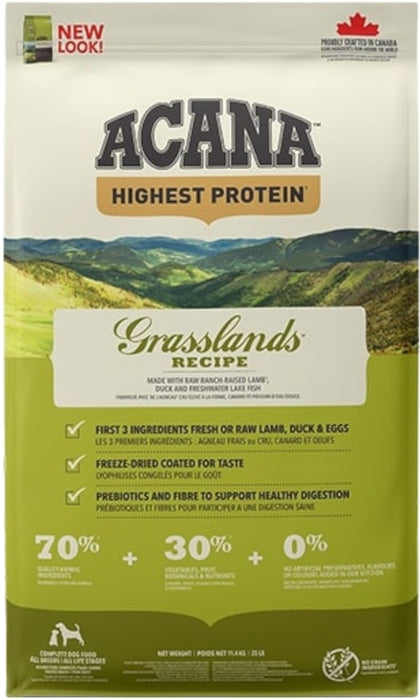 Acana HP Grasslands Hondenbrokken 11kg Voorkant Verpakking