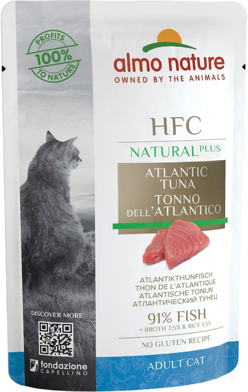 Almo Nature HFC Plus Pouch Atlantische Tonijn Kattenvoer Voorkant Verpakking