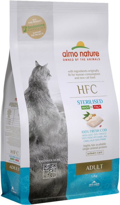 Almo Nature HFC Sterilised Kabeljauw Kattenbrokjes Voorkant Verpakking