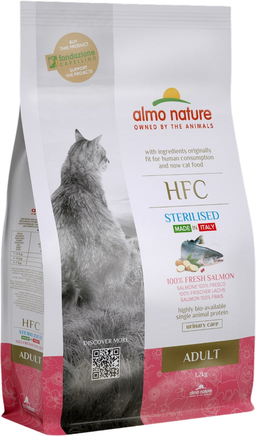 Almo Nature HFC Sterilised Zalm Kattenbrokjes Voorkant Verpakking