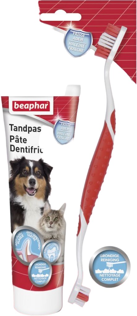 Beaphar Tandpasta Borstel Set Honden Katten Voorkant Verpakking