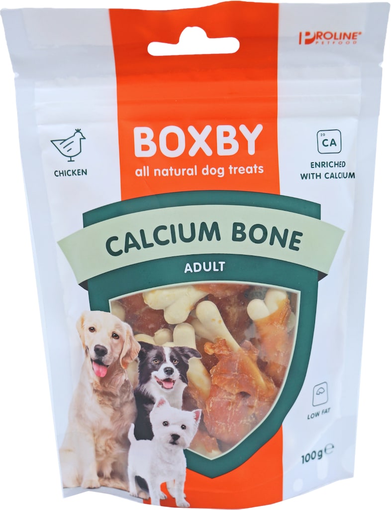 Boxby Calcium Bone Hondensnack 100g Voorkant Verpakking
