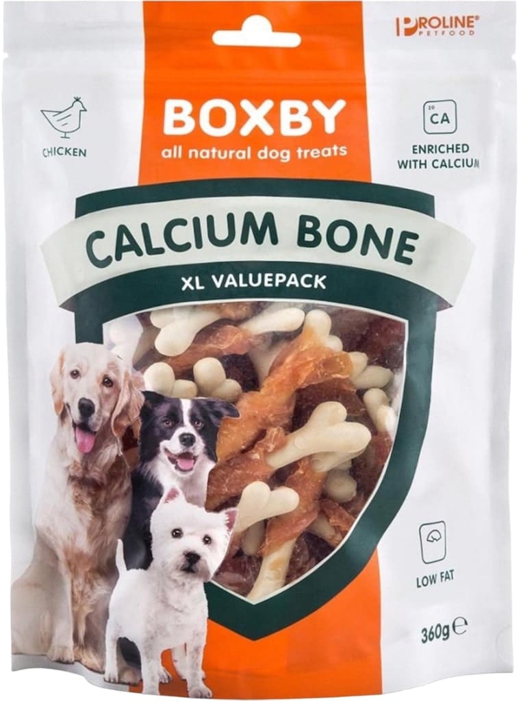 Boxby Calcium Bone Hondensnack 360g Voorkant Verpakking