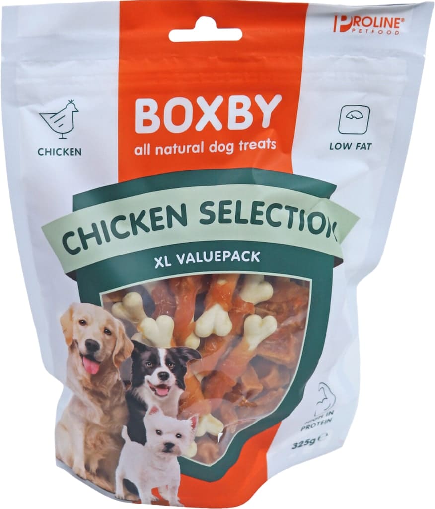 Boxby Chicken Selection Hondensnack XL Voorkant Verpakking