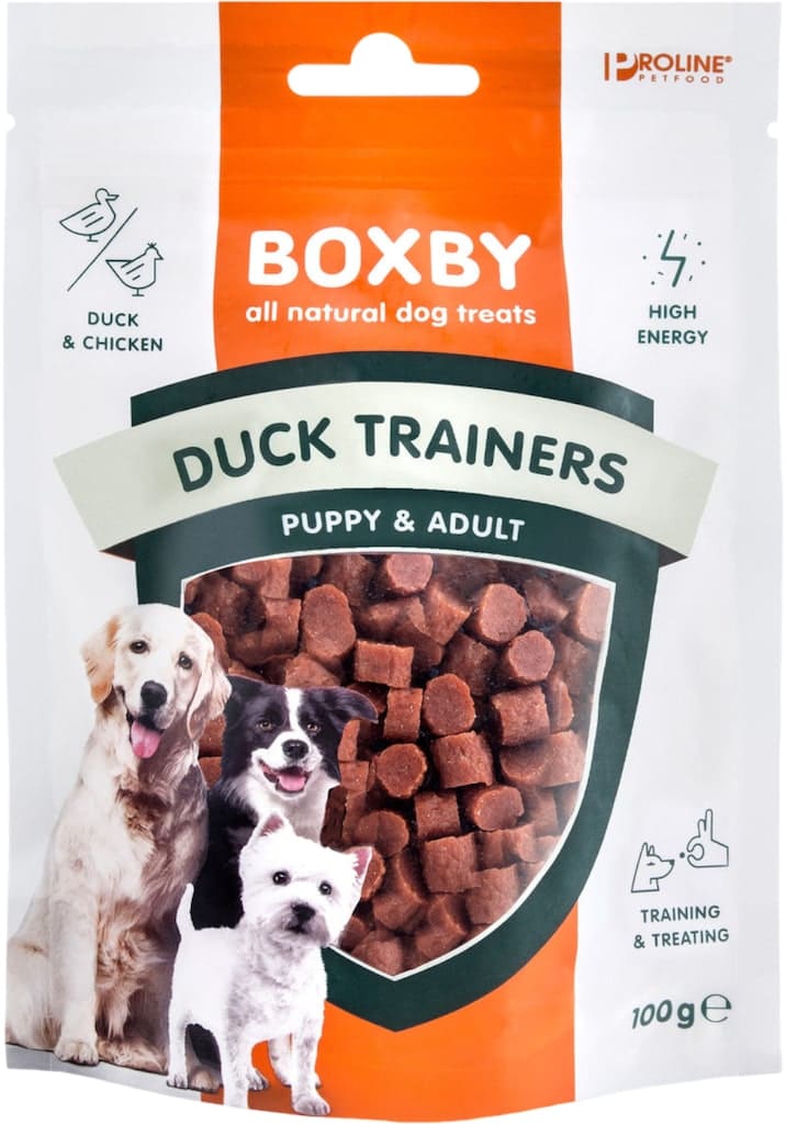 Boxby Duck Trainers Hondensnack Voorkant Verpakking