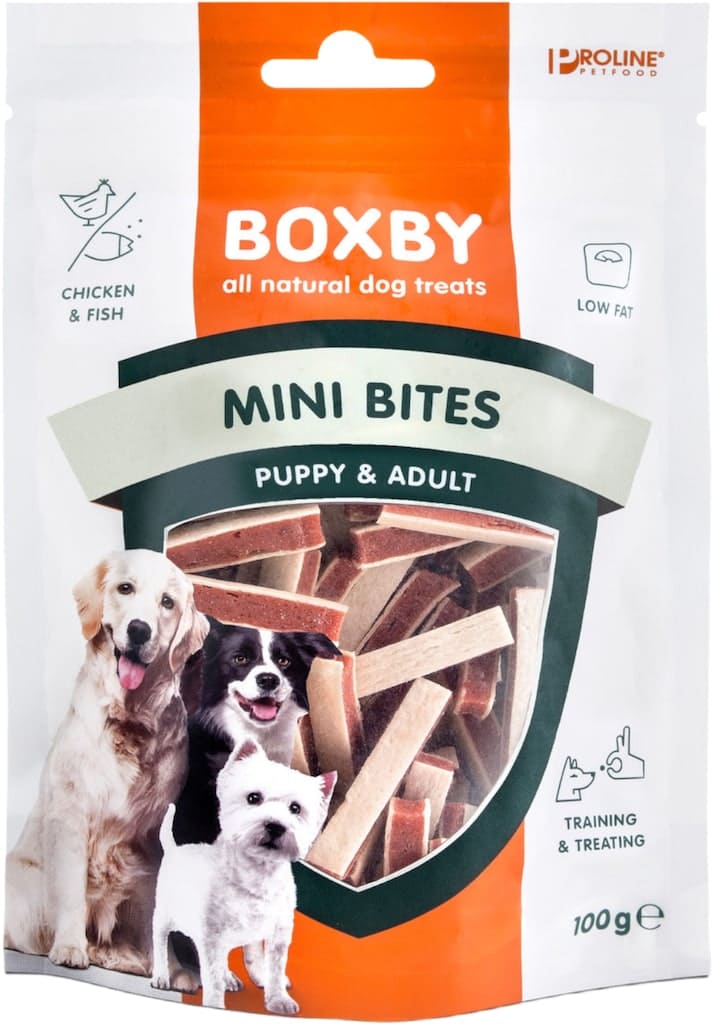 Boxby Mini Bites Hondensnack Voorkant Verpakking