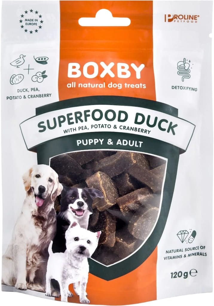 Boxby Superfood Eend Hondensnack Voorkant Verpakking