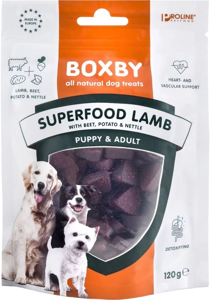Boxby Superfood Lam Hondensnack Voorkant Verpakking