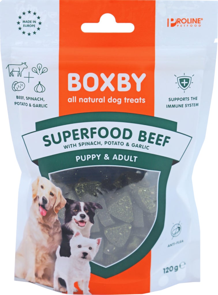 Boxby Superfood Rund Hondensnack Voorkant Verpakking