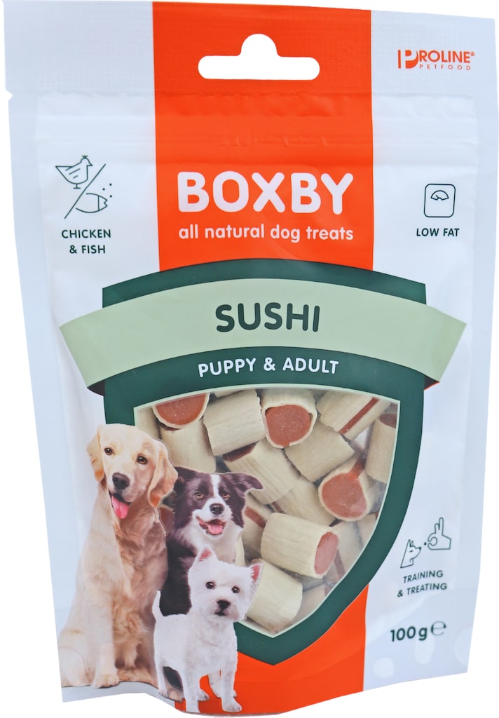 Boxby Sushi Hondensnack 100g Voorkant Verpakking