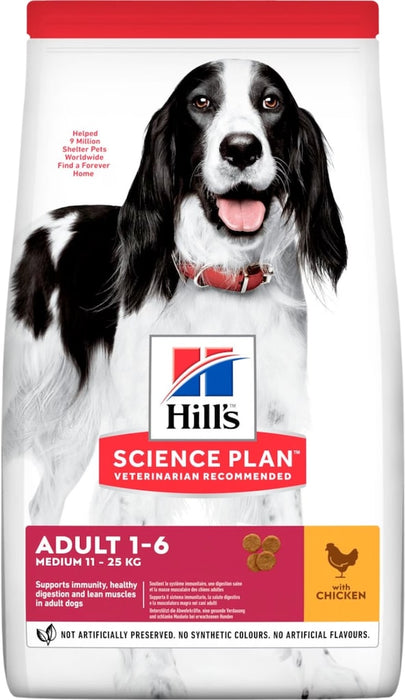 Hills Science Plan Medium Kip Hondenbrokken Voorkant Verpakking