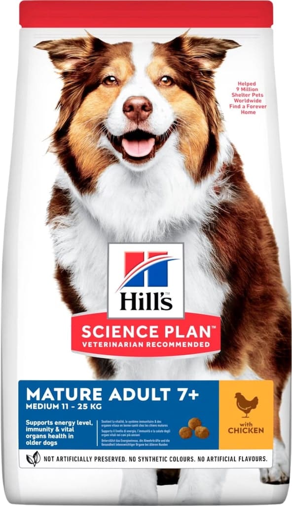 Hills Science Plan Medium Mature Kip Hondenbrokken Voorkant Verpakking