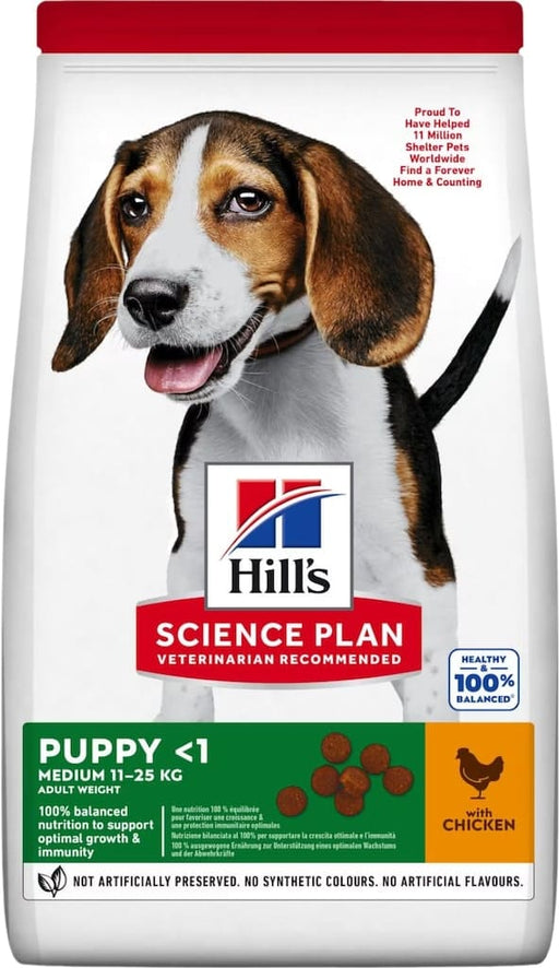 Hills Science Plan Medium Puppy Kip Hondenbrokken Voorkant Verpakking