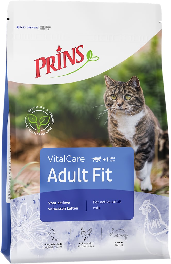 Prins VitalCare Adult Fit Kattenbrokjes 1kg Voorkant Verpakking