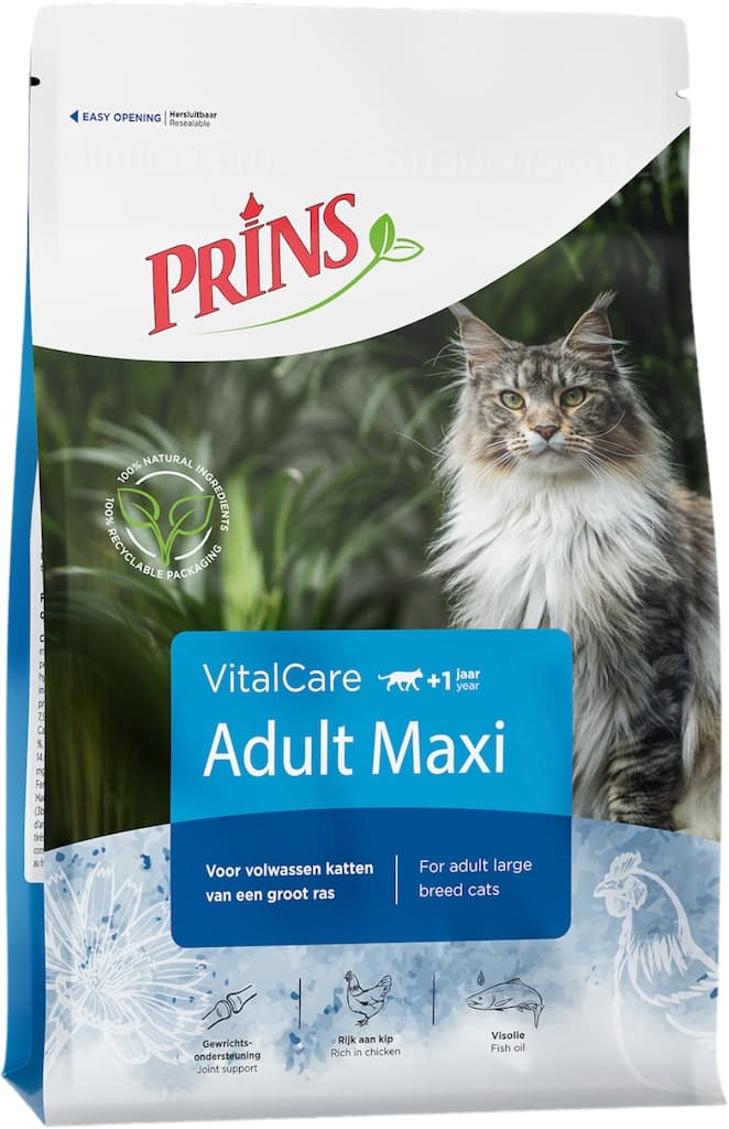 Prins VitalCare Adult Maxi Kattenbrokjes 1kg Voorkant Verpakking