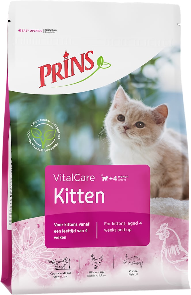 Prins VitalCare Kitten Kattenbrokjes 10kg Voorkant Verpakking