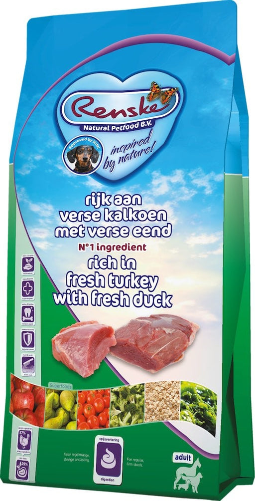 Renske Super Premium Kalkoen Eend Hondenvoer Voorkant Verpakking