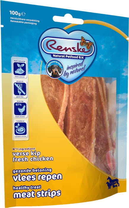 Renske Vleesrepen Kip Hondensnack Voorkant Verpakking