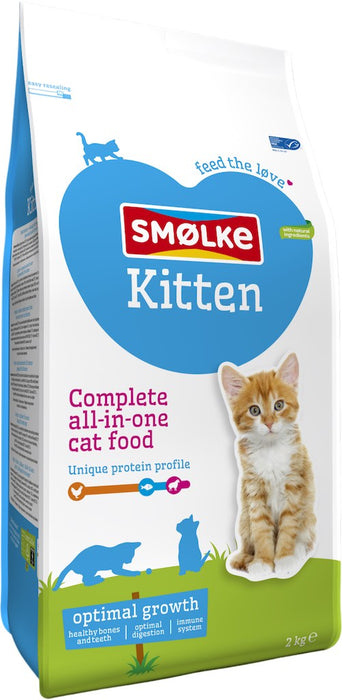 Smolke Kitten Kip Kattenbrokjes 2kg Voorkant Verpakking