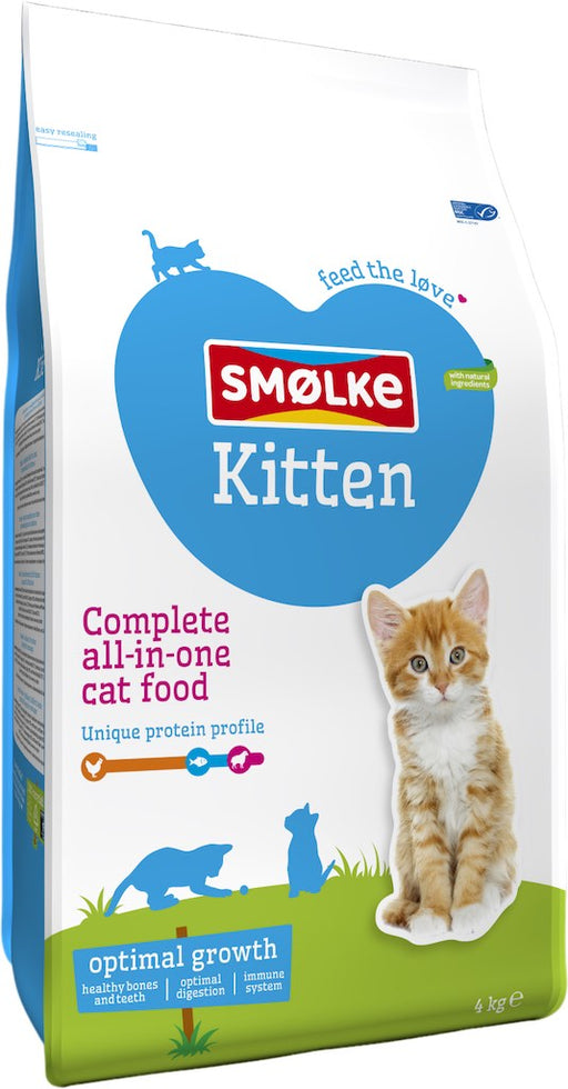Smolke Kitten Kip Kattenbrokjes 4kg Voorkant Verpakking