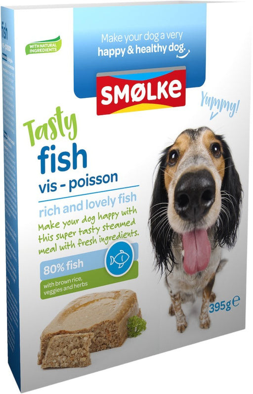 Smolke Vers Gestoomd Vis Hondenvoer Voorkant Verpakking