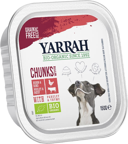 Yarrah Bio Chunks Kip Rund Hondenvoer Voorkant Verpakking