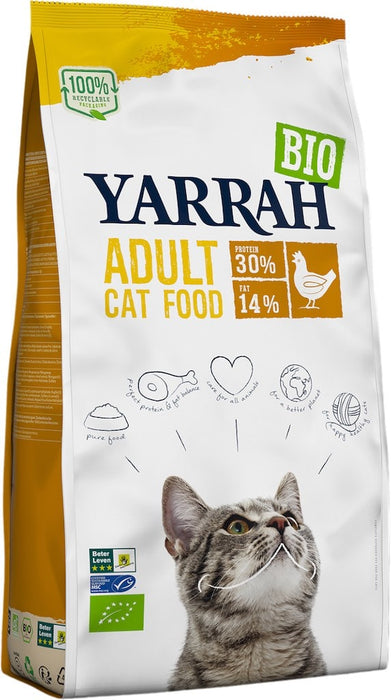 Yarrah Bio Kip Kattenbrokjes 10kg Voorkant Verpakking