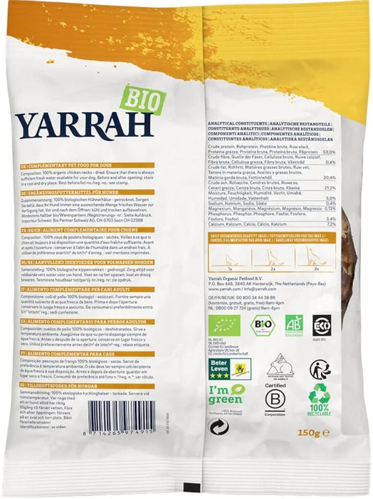 Achterkant verpakking Yarrah Kippennekken Hondensnack
