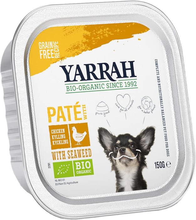 Yarrah Bio Pate Kip Hondenvoer Voorkant Verpakking