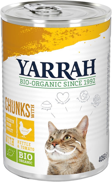 Yarrah Chunks Kip Kattenvoer 405g Voorkant Verpakking