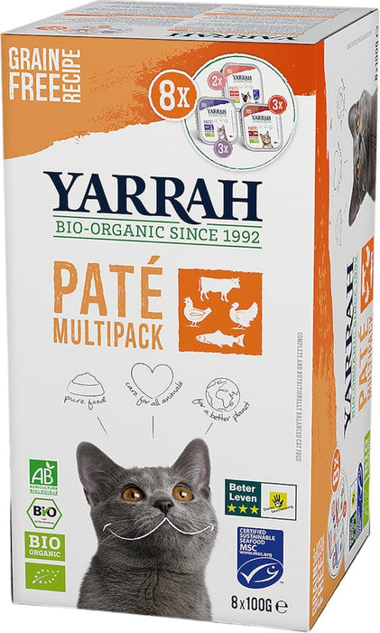 Yarrah Multipack Pate Zalm Kip Rund Kattenvoer Voorkant Verpakking