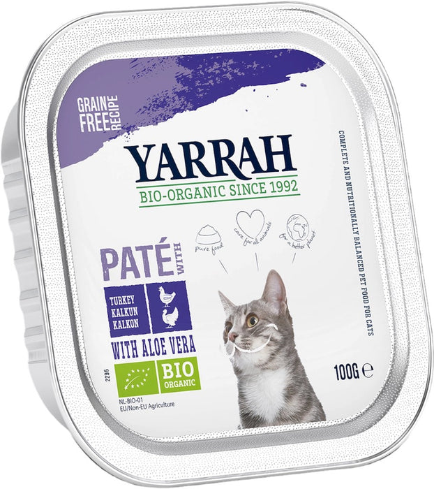Yarrah Pate Kip Kalkoen Kattenvoer 100g Voorkant Verpakking